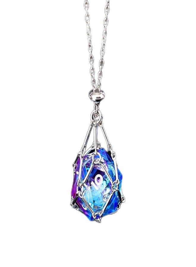 YEMEKO 1 PC Liquid Core D20 Sliver Necklace Pendant – Sharp Edge Resin 20-Sided Dice Necklace for Dungeons & Dragons, Tabletop RPG Gift (Blue Purple d20) - Image 1