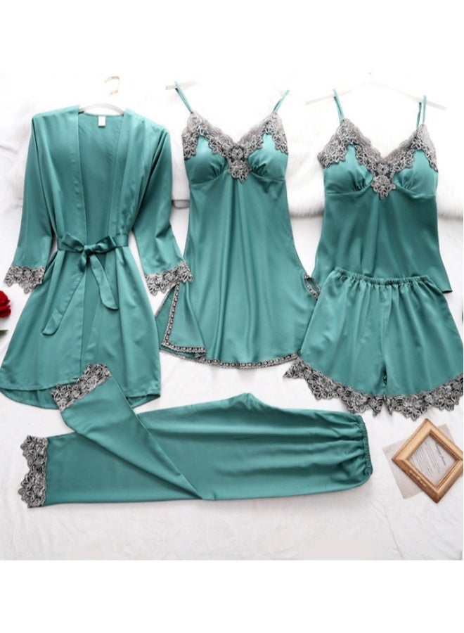 New Five Piece Lce Silk Pajamas 