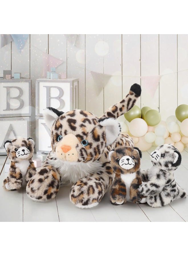 MaoGoLan 4Pcs Soft Leopard Stuffed Animals with 3 Babies Inside, 18" Stuffed Cheetah Bulk Jaguar Plush Toys for Girls Boys Kids Mother's Day Birthday Gift, Baby Shower Safari Party Decor - Image 4
