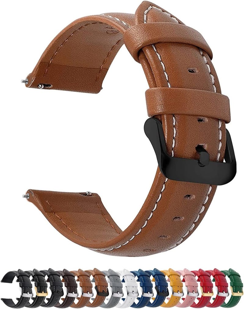 Fullmosa Watch Band, Quick Release Leather Watch Strap Compatible with Samsung Galaxy Garmin for Men Women, Replacement Bands Width 12mm 14mm 16mm 18mm 19mm 20mm 21mm 22mm 24mm - Image 1