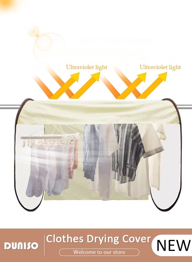 DUNISO Clothes Drying Cover, Rainproof Dustproof Outdoor Clothes Drying Cover, Collapsible Anti-Bird Droppings And Sunscreen Clothes Cover, Reusable Clothing Rack Protector, Multifunction Clothes Cover for Outdoor & Indoor - Image 1