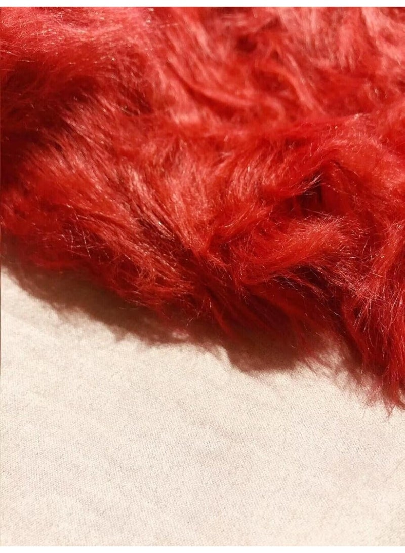 وسادة فرو صناعي بشكل قلب أحمر – ناعمة وزخرفية، 45×45 سم - Image 4