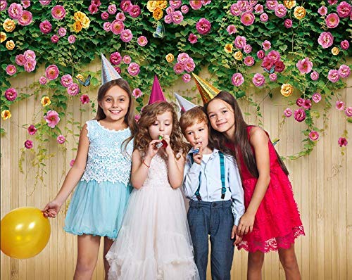 WOLADA Spring Flower Wall Backdrop Colorful Roses with Butterflies Background Ideal for Spring Photo Shoots Wedding Bridal Shower Garden Themed Parties Studio Props 8x8FT 8909 - Image 5
