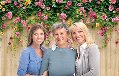 WOLADA Spring Flower Wall Backdrop Colorful Roses with Butterflies Background Ideal for Spring Photo Shoots Wedding Bridal Shower Garden Themed Parties Studio Props 8x8FT 8909 - Image 4