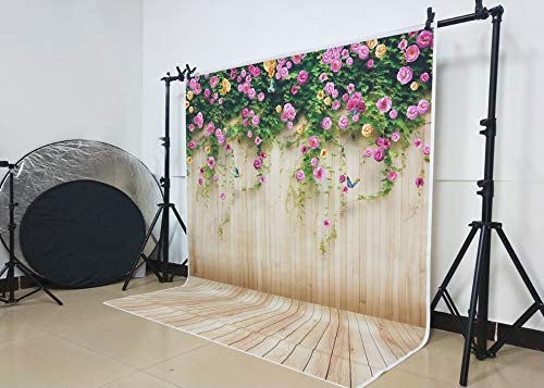 WOLADA Spring Flower Wall Backdrop Colorful Roses with Butterflies Background Ideal for Spring Photo Shoots Wedding Bridal Shower Garden Themed Parties Studio Props 8x8FT 8909 - Image 3
