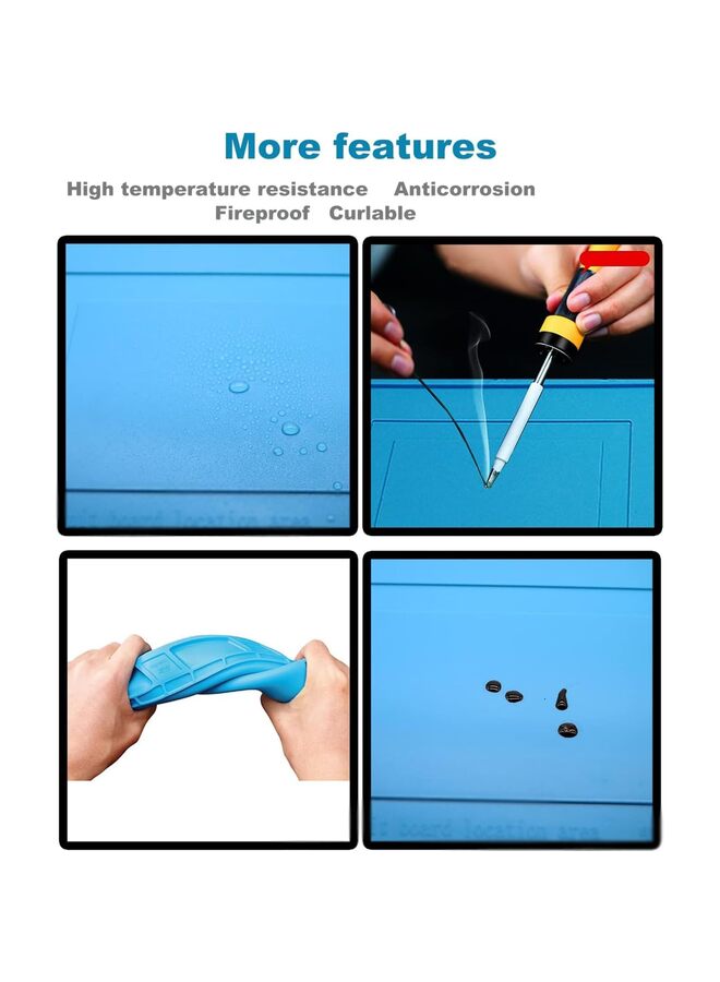 يُسلِّم حصيرة لحام سيليكون مقاومة للحرارة، حصيرة عمل مغناطيسية كبيرة لإصلاح الإلكترونيات، مناسبة لمكواة اللحام، طاولة العمل، إصلاح الهواتف المحمولة وأجهزة الكمبيوتر المحمولة (المقاس: S160) - Image 4