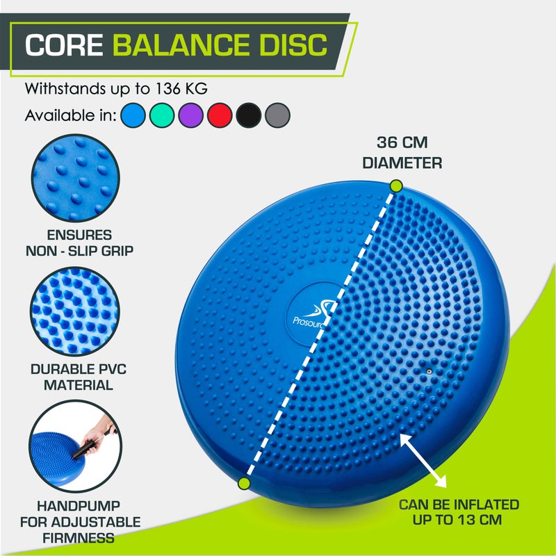 ProsourceFit Core Balance Disc Trainer, 14â€ Diameter with Pump for Improving Posture, Fitness, Stability, Blue - Image 3