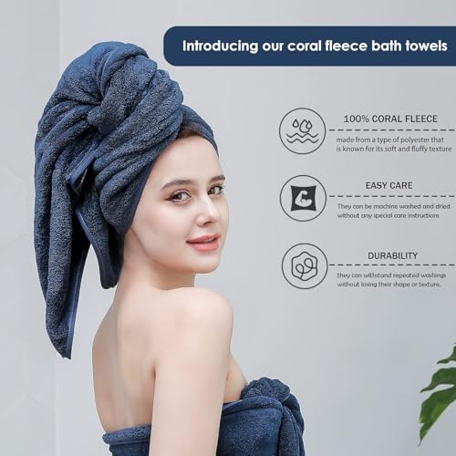 MAXOSHINE Microfiber Towels for Bath Large Size-Super Soft Coral Fleece Bathing Towel with Hook Quick Dry Super Absorbent-Bath Towel for Men and Women-70x140 cm, 350 GSM, Pack of 1 - Image 2