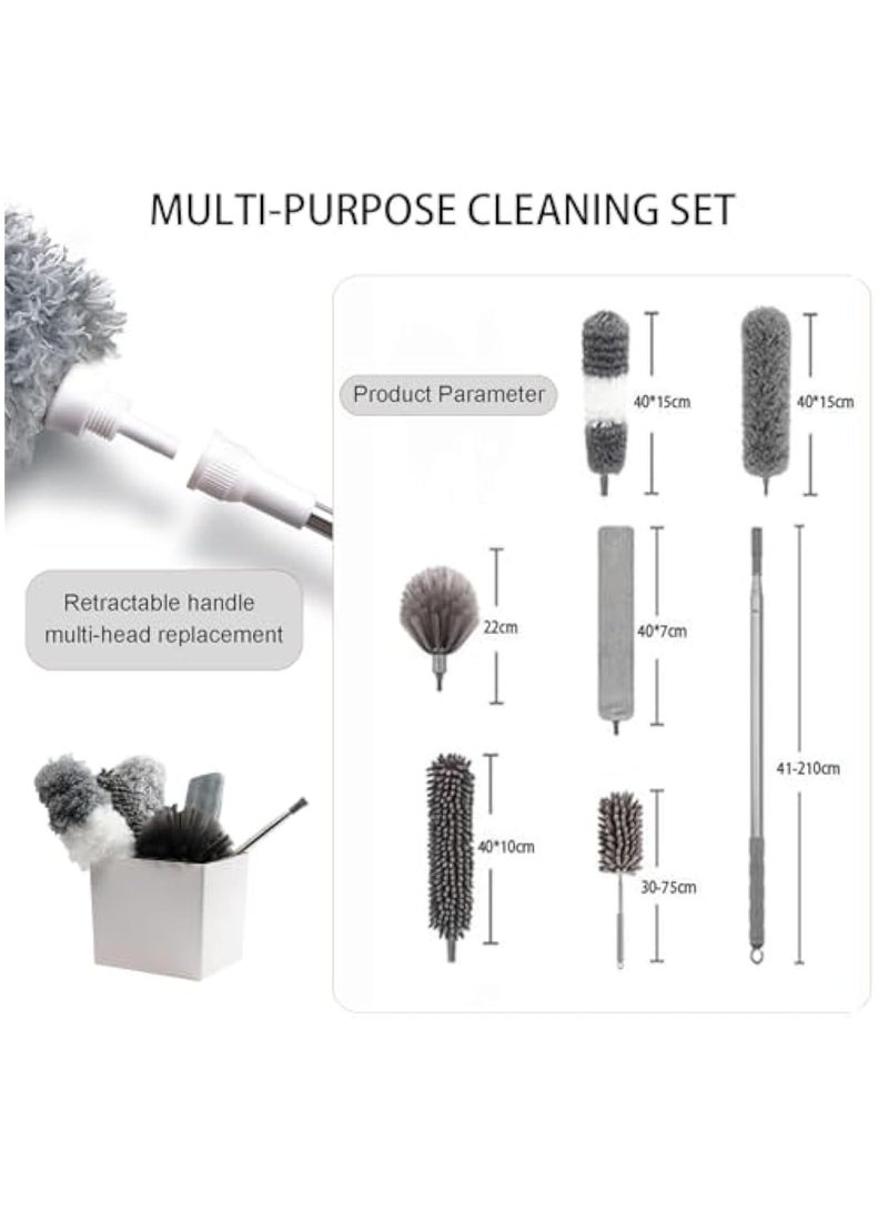 YelaJoy Microfiber Feather Duster,7 PCS Reusable Bendable Washable Cobweb Duster with 100 inches Extra Long Extension Pole for Cleaning Ceiling Fan, High Ceiling, Blinds, Furniture & Cars - Image 2