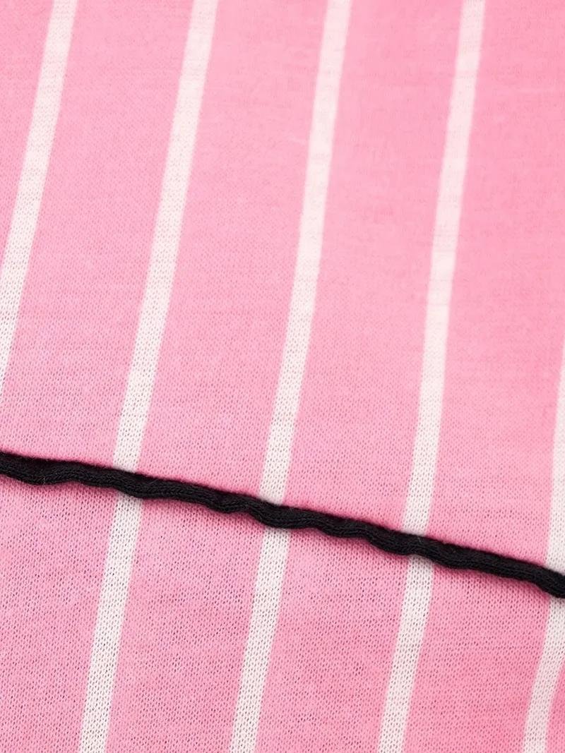 HICCUP Cotton Striped Polo Collar Two-piece Buttoned Pyjamas