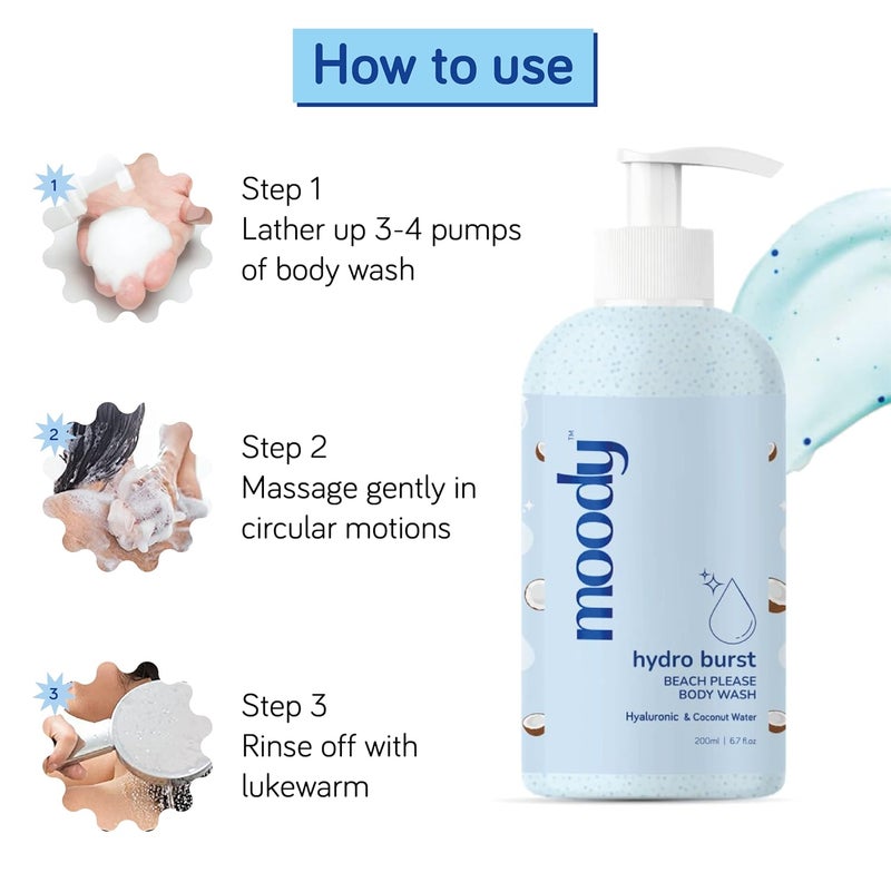 Moody 7D Hydro Burst with Hyaluronic Acid Body Wash  Refreshes Deep Cleanses Skin  Provides Intense Hydration to Skin  Gentle and for All Skin Types  Softer Smoother Skin 200ml - Image 4