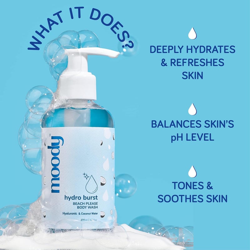 Moody 7D Hydro Burst with Hyaluronic Acid Body Wash  Refreshes Deep Cleanses Skin  Provides Intense Hydration to Skin  Gentle and for All Skin Types  Softer Smoother Skin 200ml - Image 2