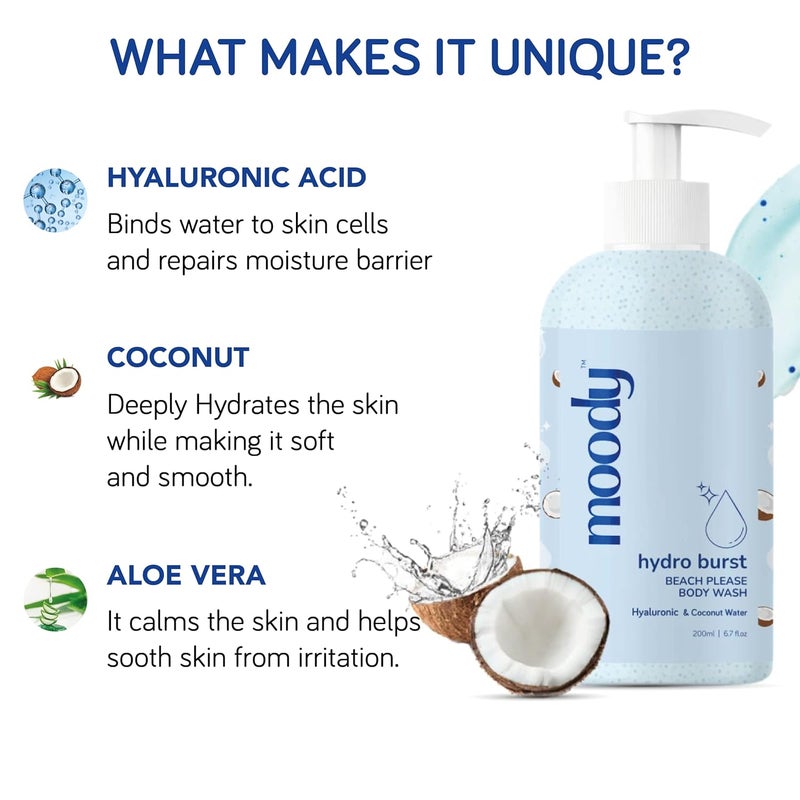 Moody 7D Hydro Burst with Hyaluronic Acid Body Wash  Refreshes Deep Cleanses Skin  Provides Intense Hydration to Skin  Gentle and for All Skin Types  Softer Smoother Skin 200ml - Image 3