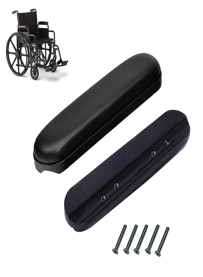 Migeek Full Length Padded Armrest Black 9-1/8" Long Wheelchair and Transport Chair arm Cushions, Black (1 Pair) Compatible with All Brands - Image 1