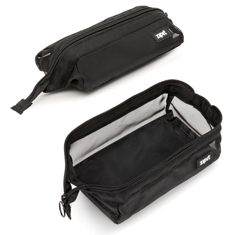 ZIPIT Lenny Pencil Case Mesh Black Large Storage Capacity Zipper Pouch MakeupStationery Bag SchoolTravel Washable Quick Dry KidTeenAdult