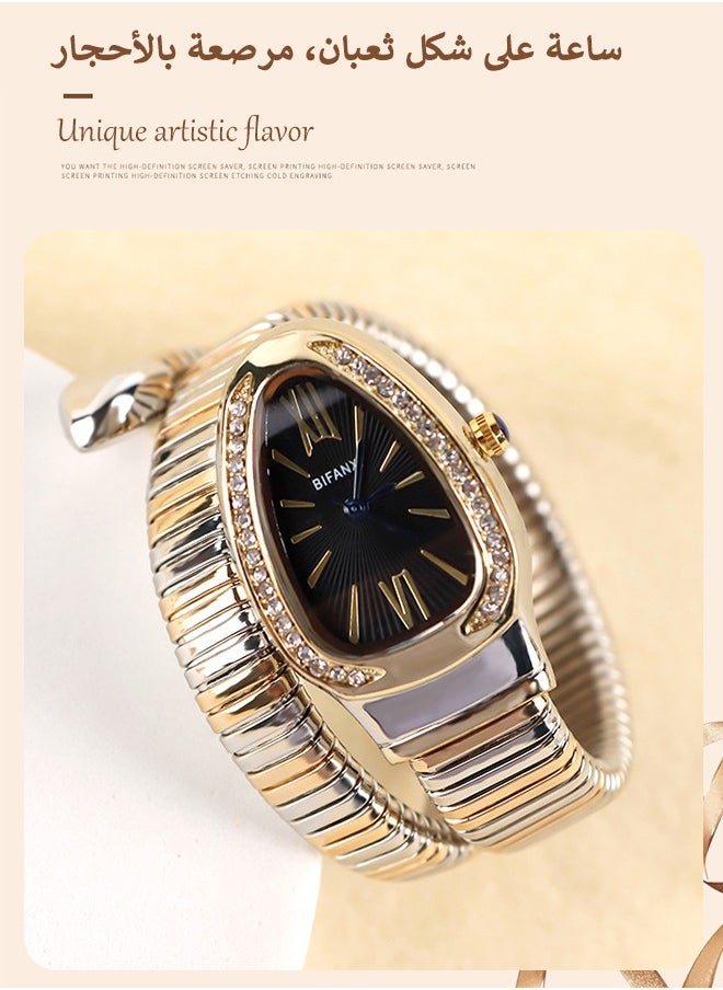 BIFANXI Women's Oval Watch, Snake Quartz Watch, Fashionable and Versatile Diamond Watch  - Image 1