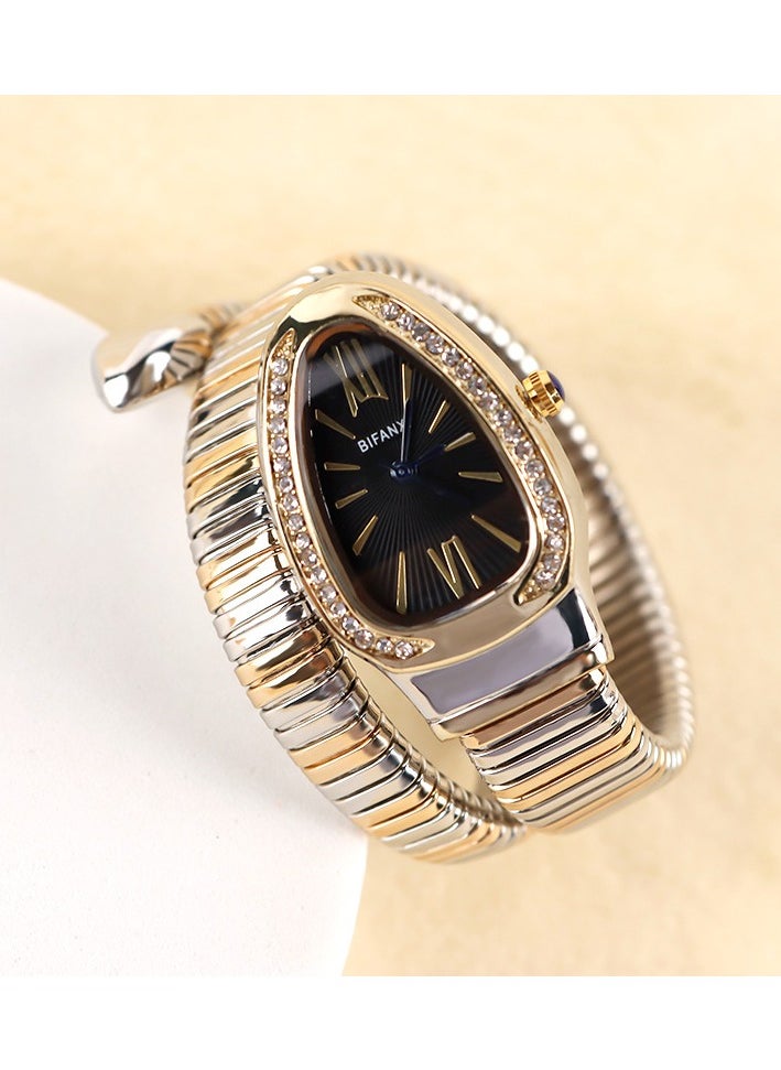 BIFANXI Women's Oval Watch, Snake Quartz Watch, Fashionable and Versatile Diamond Watch  - Image 4