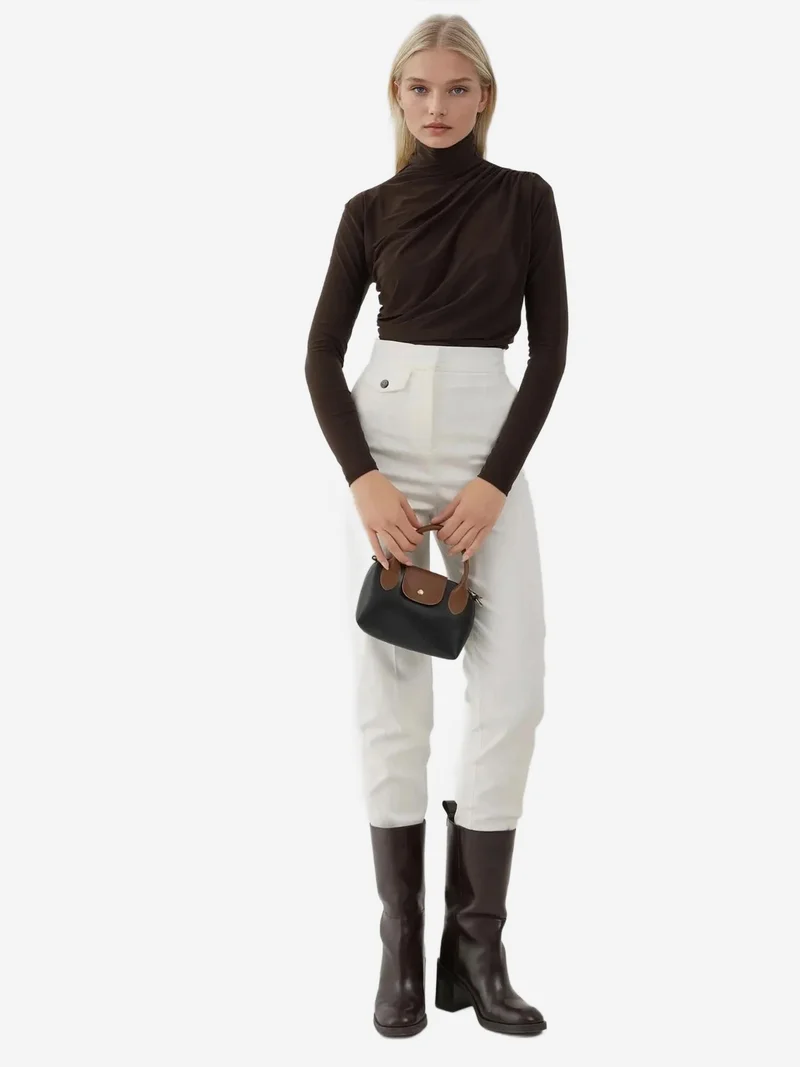 Hiccup Mocha Brown Elegant Soft Touch Long Sleeve Knitted Top for Women | Best Price UAE