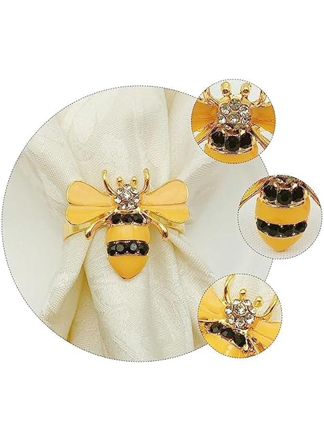 6 Pcs Bee Napkin Rings Alloy Napkin Buckles for Cloth Napkins Elegant Table Decor for Weddings Parties and Everyday Dining Stylish Napkin Holders - Image 3