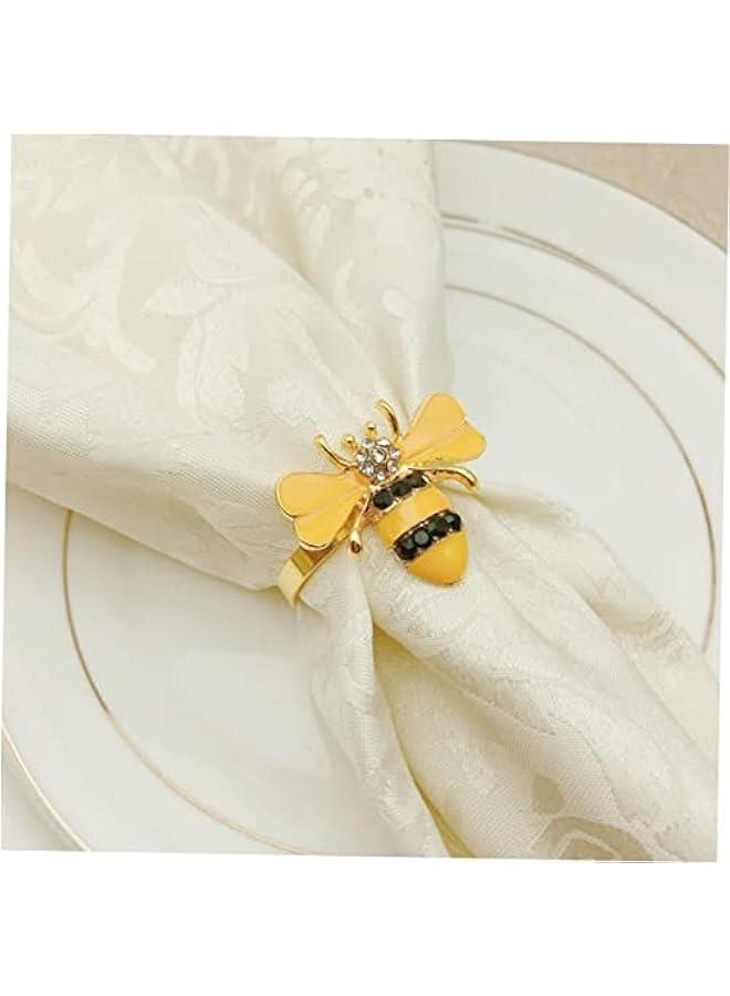 6 Pcs Bee Napkin Rings Alloy Napkin Buckles for Cloth Napkins Elegant Table Decor for Weddings Parties and Everyday Dining Stylish Napkin Holders - Image 4