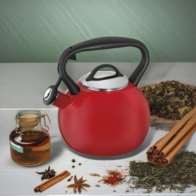Cuisinart Valor Porcelain Enamel on Steel Tea Kettle, Red - Image 2
