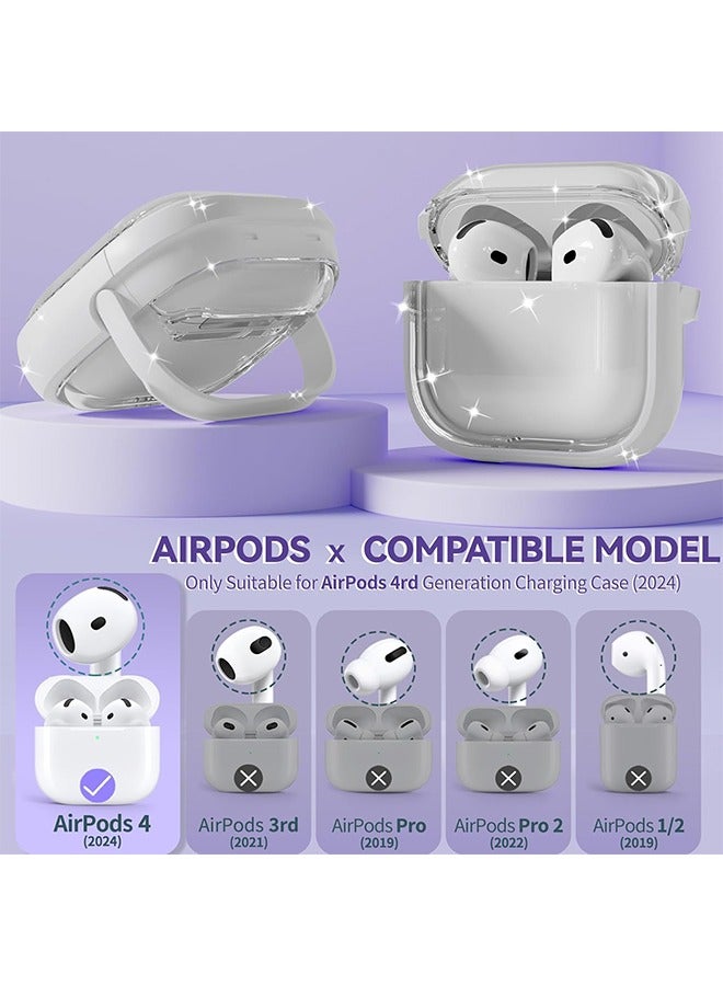 حافظة سماعات AirPods الجيل الرابع 2024 مع قفل أمان، حافظة سيليكون شفافة ناعمة للنساء، بنمط زهور أنثوية، خاصية إلغاء الضوضاء النشطة، حامل هاتف، طقم تنظيف - Image 5