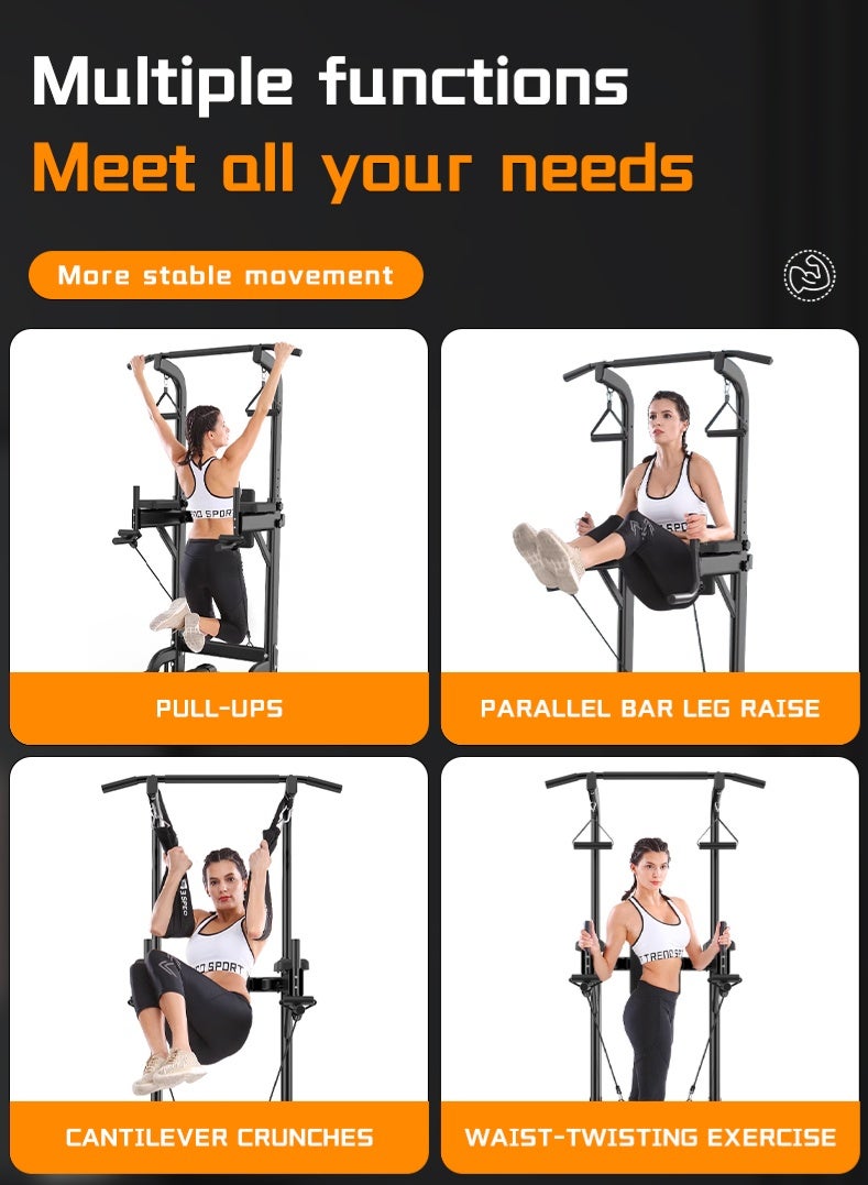 Generic Multifunctional Training Frame - Power Tower with Pull-Up Bar - Fitness Equipment Strength Training - Non-Slip Handles - Height Adjustable - W 97 x L 90 x H 155 - 230 cm - - Image 2