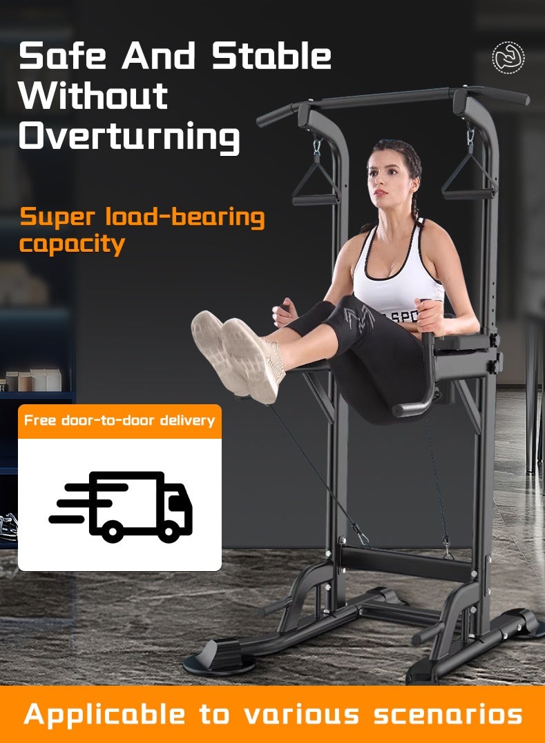 Generic Multifunctional Training Frame - Power Tower with Pull-Up Bar - Fitness Equipment Strength Training - Non-Slip Handles - Height Adjustable - W 97 x L 90 x H 155 - 230 cm - - Image 1
