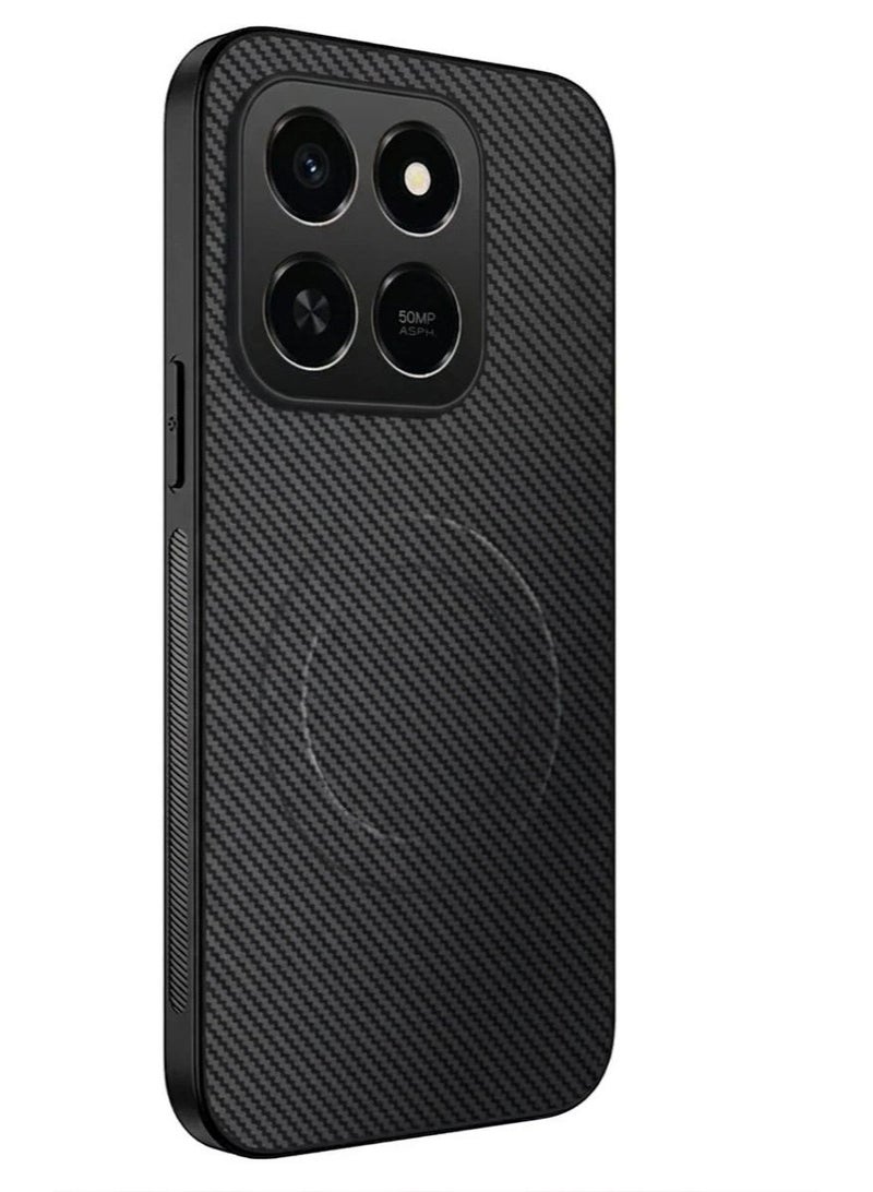 بارالونا جراب لهاتف Motorola Edge 70 Fusion، غطاء من ألياف الكربون، خفيف الوزن للغاية وغير دهني، حلقة معدنية مدمجة حلقة شحن مغناطيسي، غطاء نحيف مقاوم للصدمات - أسود - Image 1