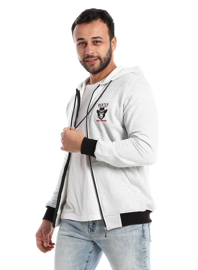 Caesar Mens Printed Monkey Hoodie With Front Pockets and through zipper - Image 3