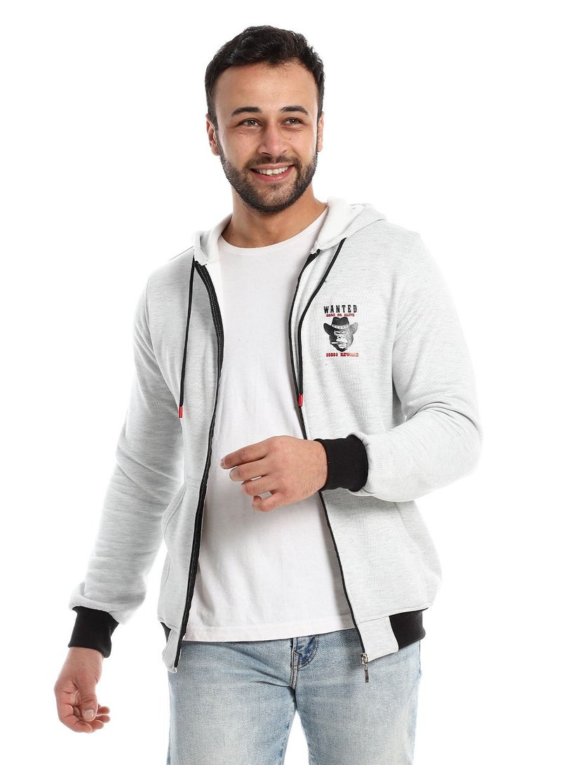 Caesar Mens Printed Monkey Hoodie With Front Pockets and through zipper - Image 2