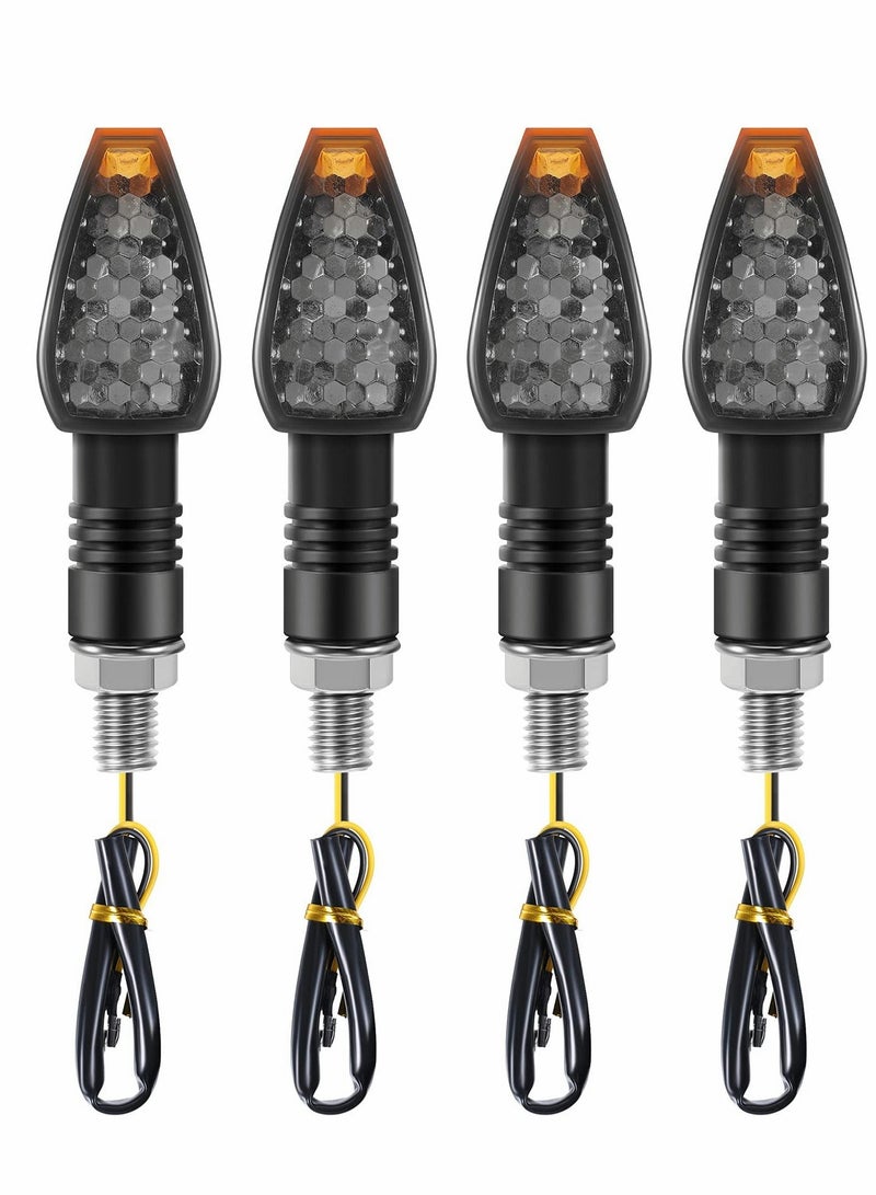 MUNTAQI Universal 12V Motorcycle LED Turn Signal Lights - 4 Pcs Amber Mini Indicator Blinker for Front u0026 Rear Use - Image 1