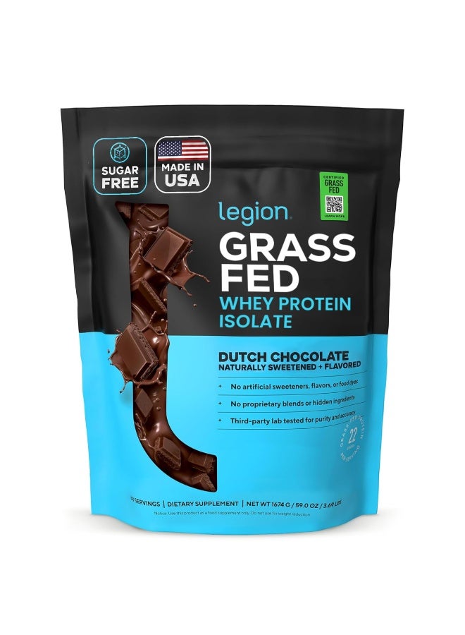 LEGION Whey+ Grass-Fed Whey Protein Isolate Chocolate 60 Servings – Low Calorie, Sugar Free, Non-GMO Protein Powder - Image 1