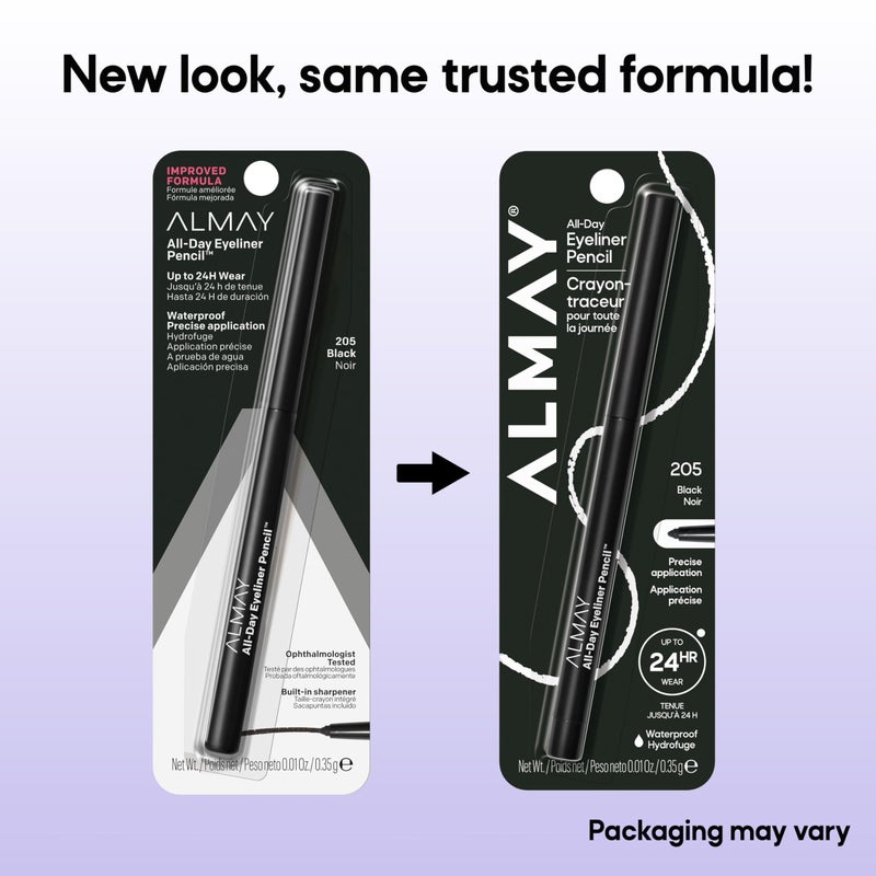 Almay All-Day Eyeliner Pencil, Hypoallergenic, Cruelty-Free, Smudge-Proof, Ophthalmologist Tested, Stocking Stuffer for Women, 205 Black, 0.01 oz - Image 5