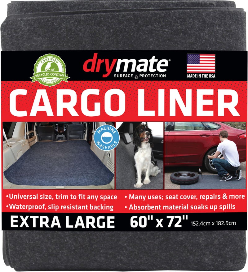 Drymate Cargo Liner Mat 60 x 72 Dog Seat Cover Trunk Liner Absorbent Waterproof Machine Washable Protects Vehicle Interior for SUVs Trucks Vans Cars Made in The USA