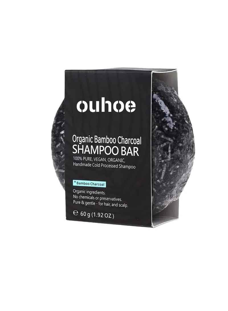 OUHOE Bamboo Charcoal Shampoo Soap, Gray White Hair Reverse Soap Bar, Anti Hair Loss Deep Cleansing Scalp Strengthening Shampoo Bar, Nourishing Repairing Dry Hair Soap To Prevent Hair Loss - Image 1