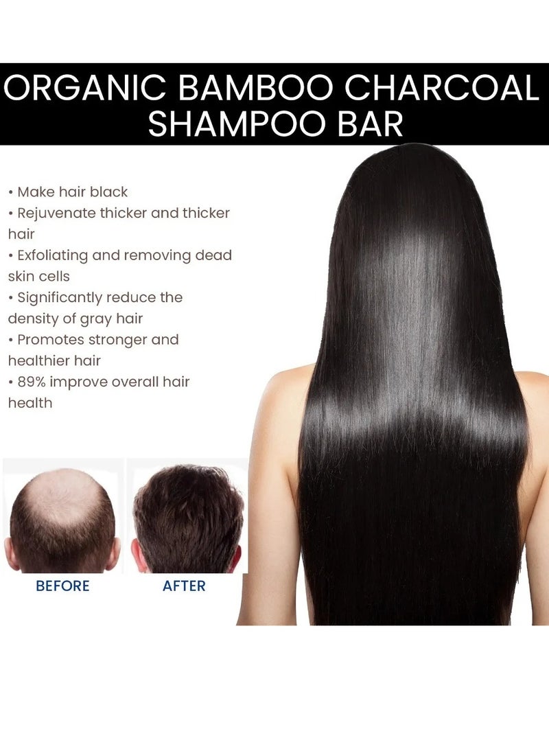 OUHOE Bamboo Charcoal Shampoo Soap, Gray White Hair Reverse Soap Bar, Anti Hair Loss Deep Cleansing Scalp Strengthening Shampoo Bar, Nourishing Repairing Dry Hair Soap To Prevent Hair Loss - Image 4