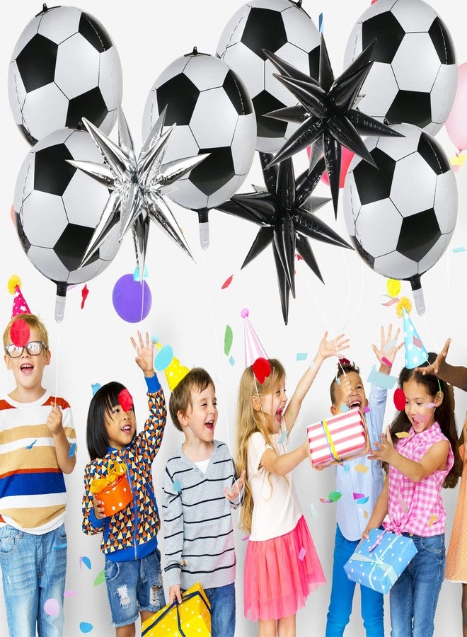 MIKIMIQI 6 Pcs Soccer Balloons 3 Pcs Explosion Pointed Star Foil Balloons for Soccer Party Decorations, 22'' Jumbo Sphere 4D Soccer Football Mylar Balloons for Birthday Party Sports Meeting Supplies - Image 3