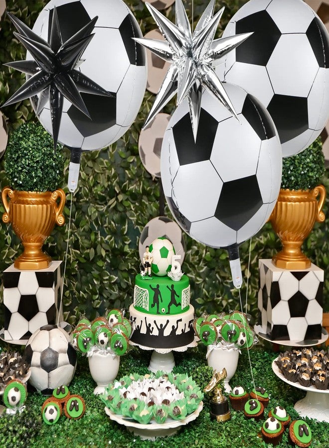 MIKIMIQI 6 Pcs Soccer Balloons 3 Pcs Explosion Pointed Star Foil Balloons for Soccer Party Decorations, 22'' Jumbo Sphere 4D Soccer Football Mylar Balloons for Birthday Party Sports Meeting Supplies - Image 4