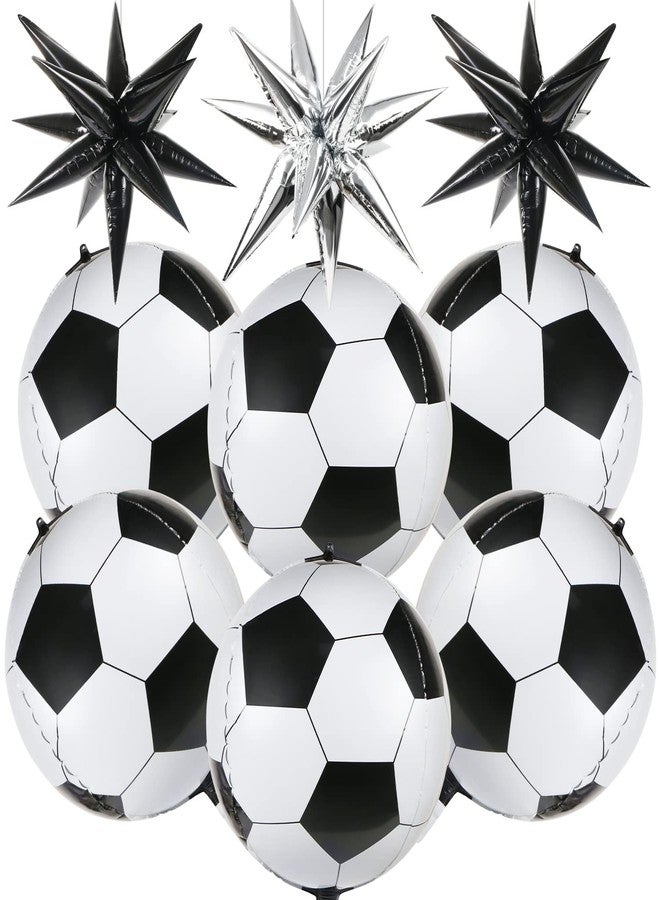 MIKIMIQI 6 Pcs Soccer Balloons 3 Pcs Explosion Pointed Star Foil Balloons for Soccer Party Decorations, 22'' Jumbo Sphere 4D Soccer Football Mylar Balloons for Birthday Party Sports Meeting Supplies - Image 1