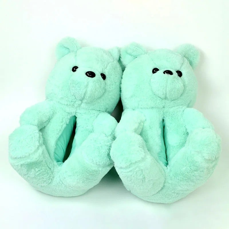 Y&D Lovely Fluffy Warm Faux Fur Teddy Bear Plush for Slippers for Kids Women Indoor Non-slip Winter House for Slippers Soft - Image 4