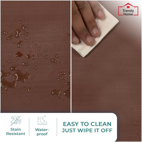 Senego by Trendy Home Anti-Slip Mat for Kitchen (45 cm x 5 m), Food Grade & Washable, Mat for Fridge, Shelves, Cupboards, EVA Shelf Liner Sheet for Drawers & Wardrobe (Diamond Texture, Brown) - Image 4