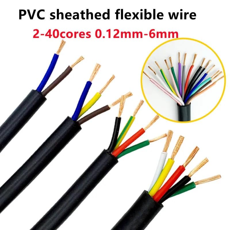 2M PVC Cable 22 20AWG 2 3 4 5 6 10 8 12 14 16cores sheathed Copper Wire Conductor Electric RVV Cable Black Soft sheathed Wire(0.5MM 20AWG,14 cores) - Image 2