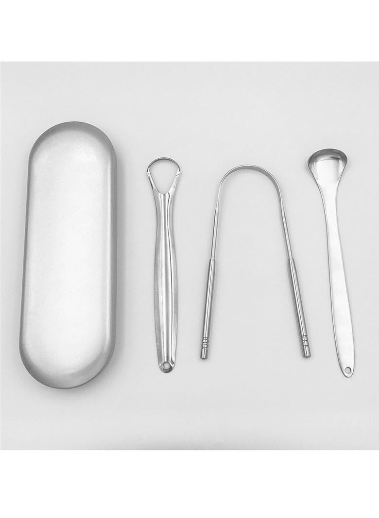 Generic 3PCS Tongue Cleaner with Storage Case, Portable Tongue Sc, Stainless Steel Oral Tongue Cleaners, Easy to use Tongue Scrapers for Adults Kids, Professional Tongue Scrapers for Fresher Breath in Seconds  - Image 1