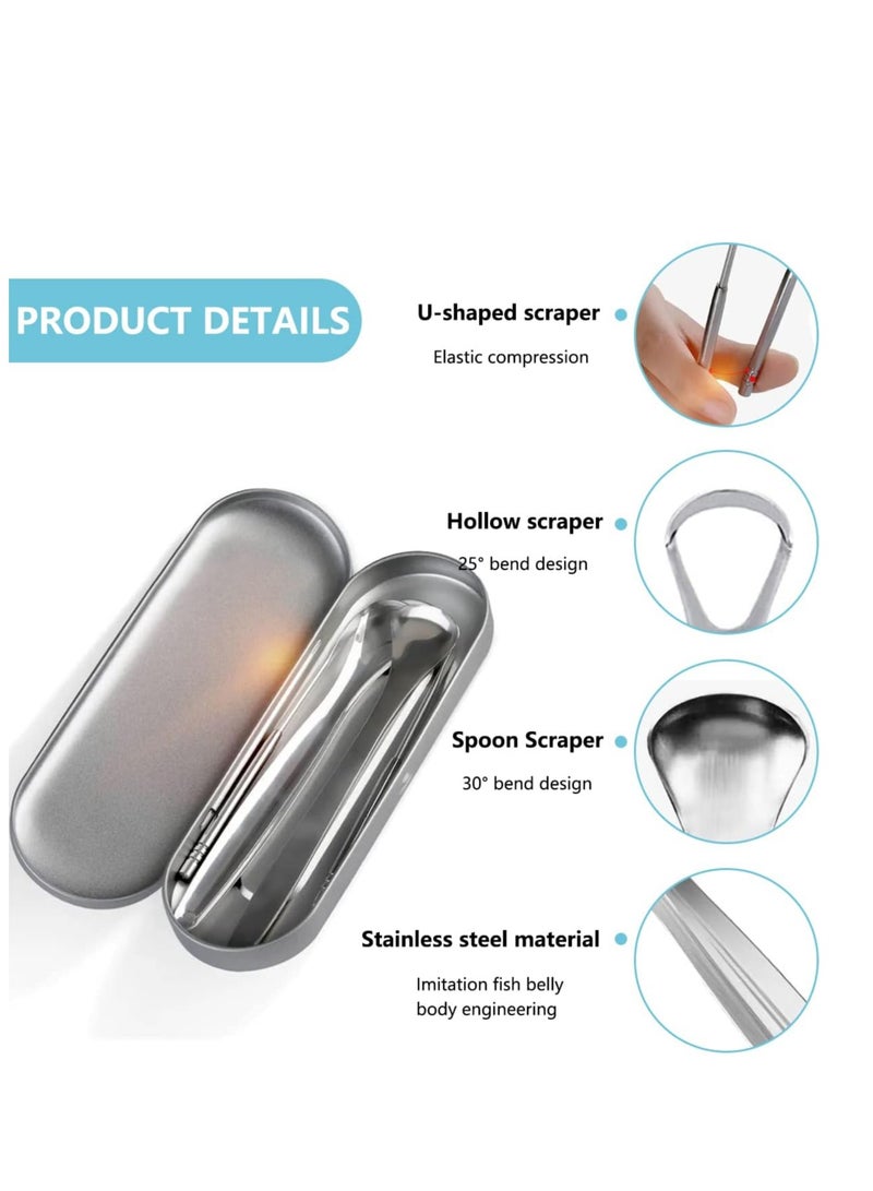 Generic 3PCS Tongue Cleaner with Storage Case, Portable Tongue Sc, Stainless Steel Oral Tongue Cleaners, Easy to use Tongue Scrapers for Adults Kids, Professional Tongue Scrapers for Fresher Breath in Seconds  - Image 3