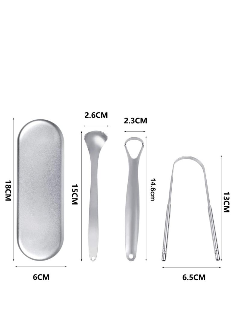 Generic 3PCS Tongue Cleaner with Storage Case, Portable Tongue Sc, Stainless Steel Oral Tongue Cleaners, Easy to use Tongue Scrapers for Adults Kids, Professional Tongue Scrapers for Fresher Breath in Seconds  - Image 2