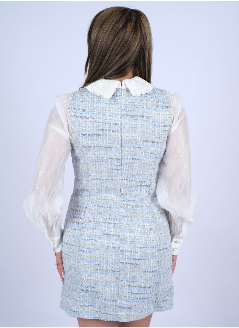 ONLY - Women’s Doll Collared Double Pockets Short Dress in Skyway - Image 1