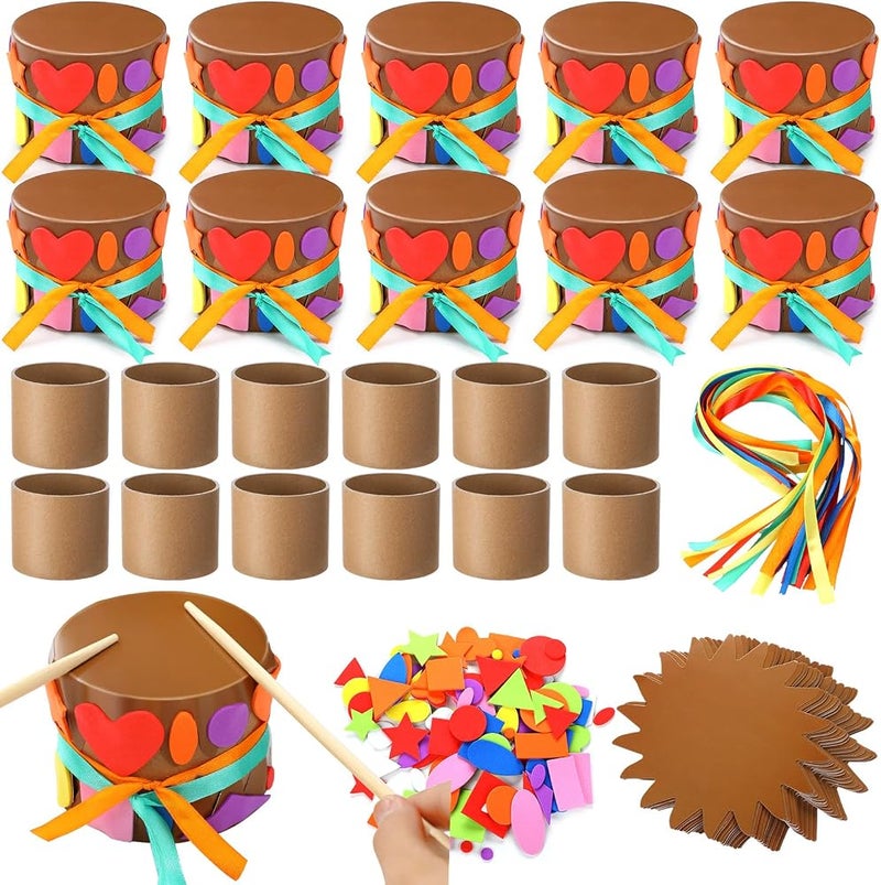 Epakh 24 Set Native American DIY Craft Kit DIY Drum for Kids 2-Sided Hand Drum Craft Supplies for VBS Classroom Supplies Fun Home Activities Early Learning Multi-cultural Social Emotional Sensitivity - Image 1