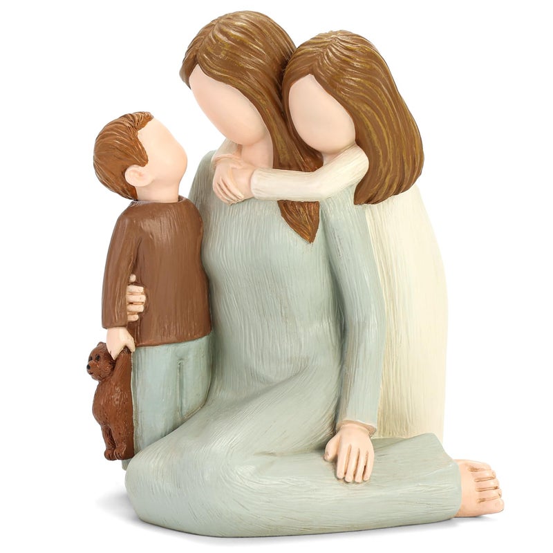 Carracci Mother and Kids Figurines Sculpted HandPainted Mom and Two Children Statues Mother Son Daughter Figures Gifts for Mothers Day Anniversary Birthday