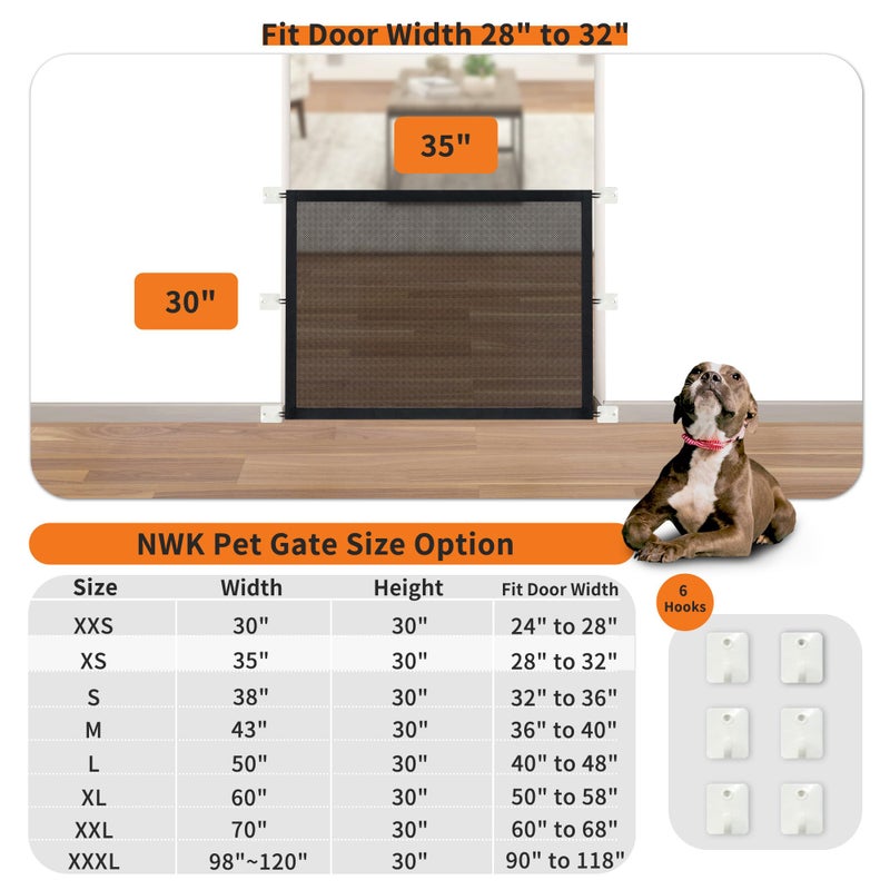 NWK Magic Dog Gate for Stairs Pet Gate for The House Providing a Safe Enclosure for Pets to Play and Rest, 6 Hooks Design (30'' X 35'') - Image 2